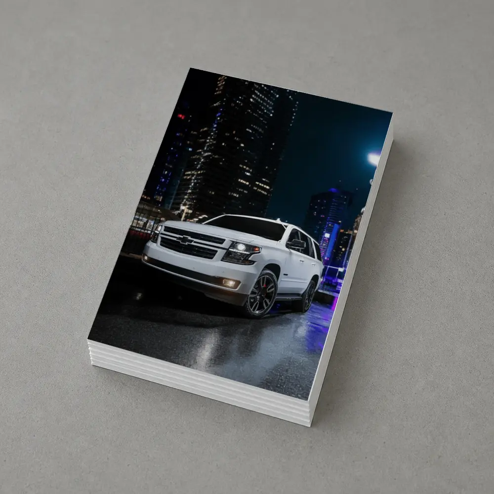 Chevrolet Tahoe White SUV City Night – Postcards