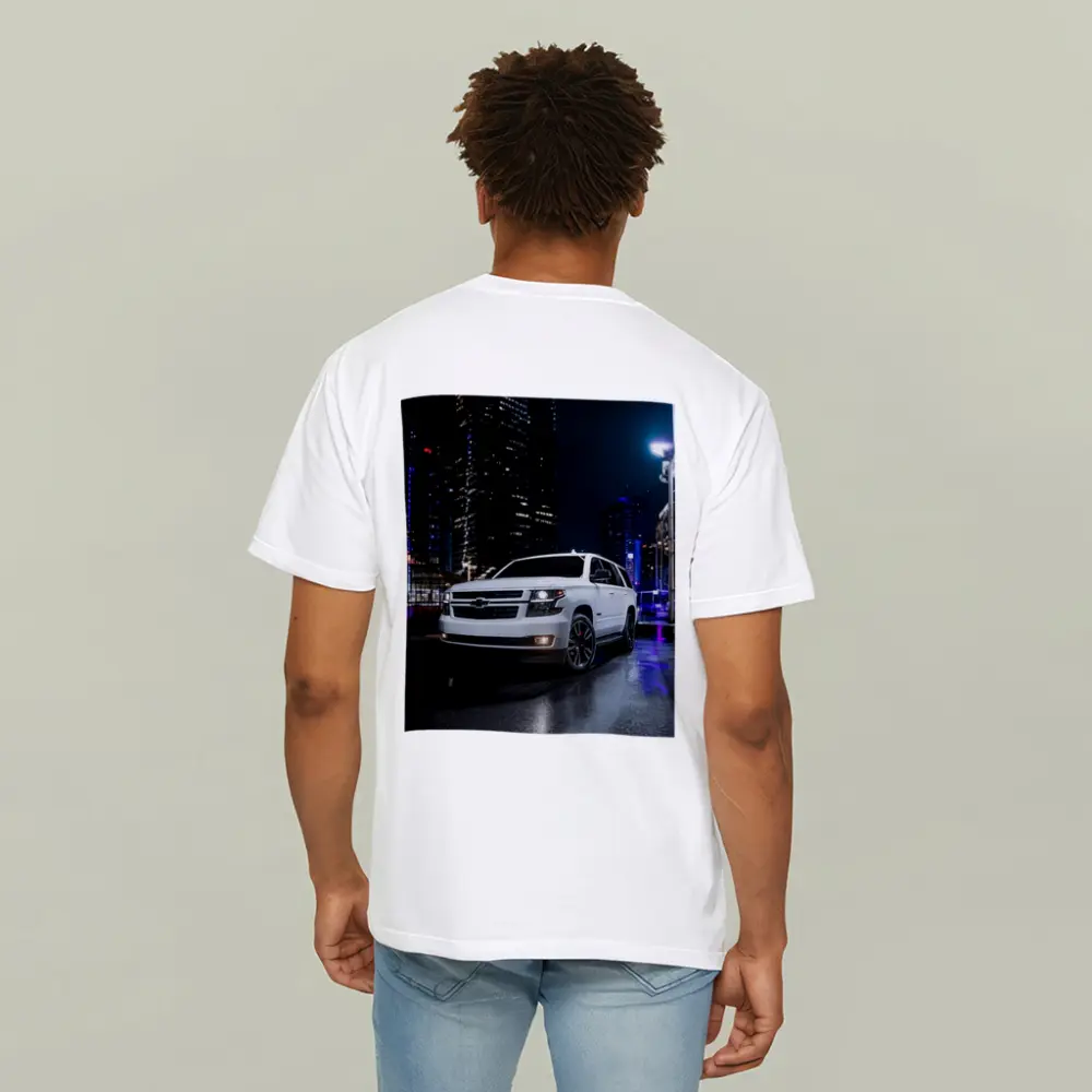 Chevrolet Tahoe White SUV City Night – T-Shirts