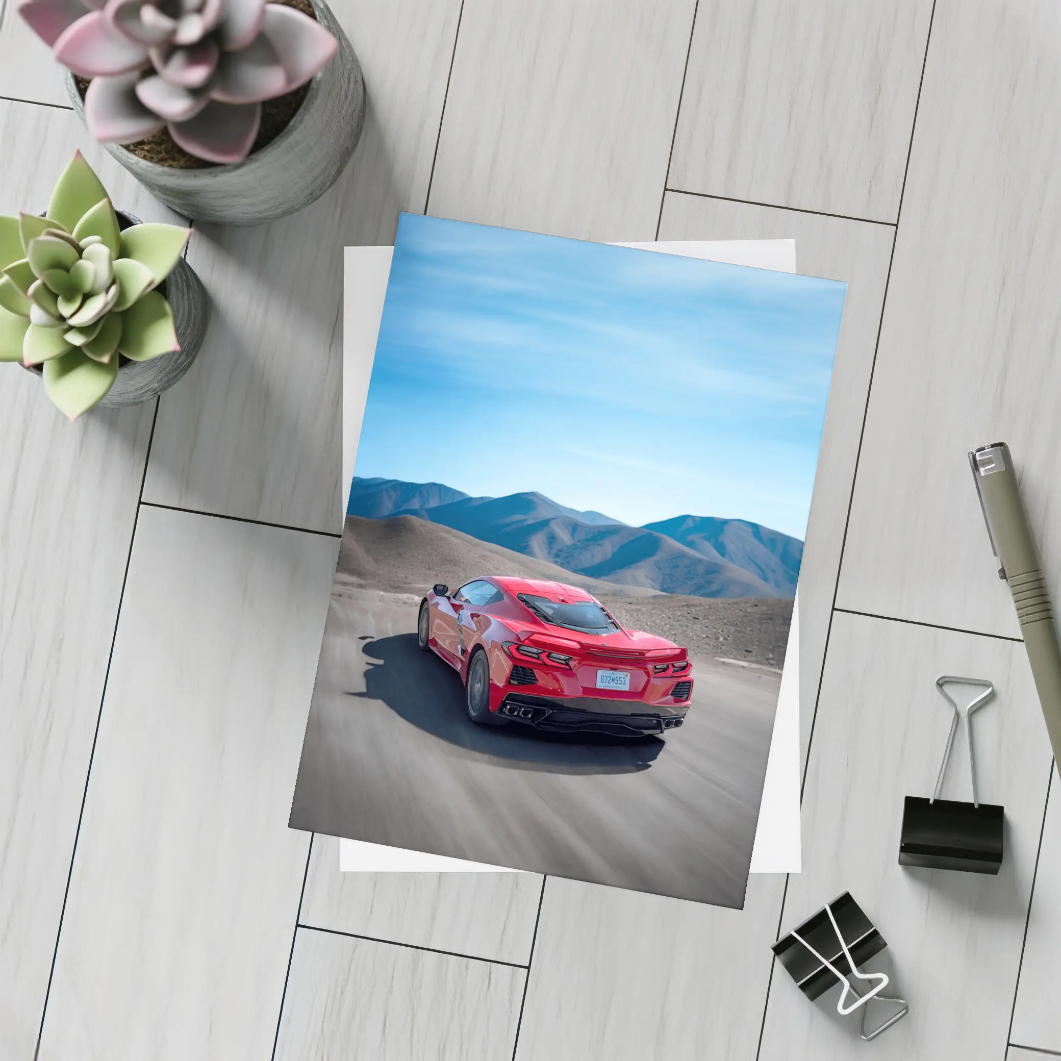 Chevrolet Corvette Red Desert Mountain Road – Postcards