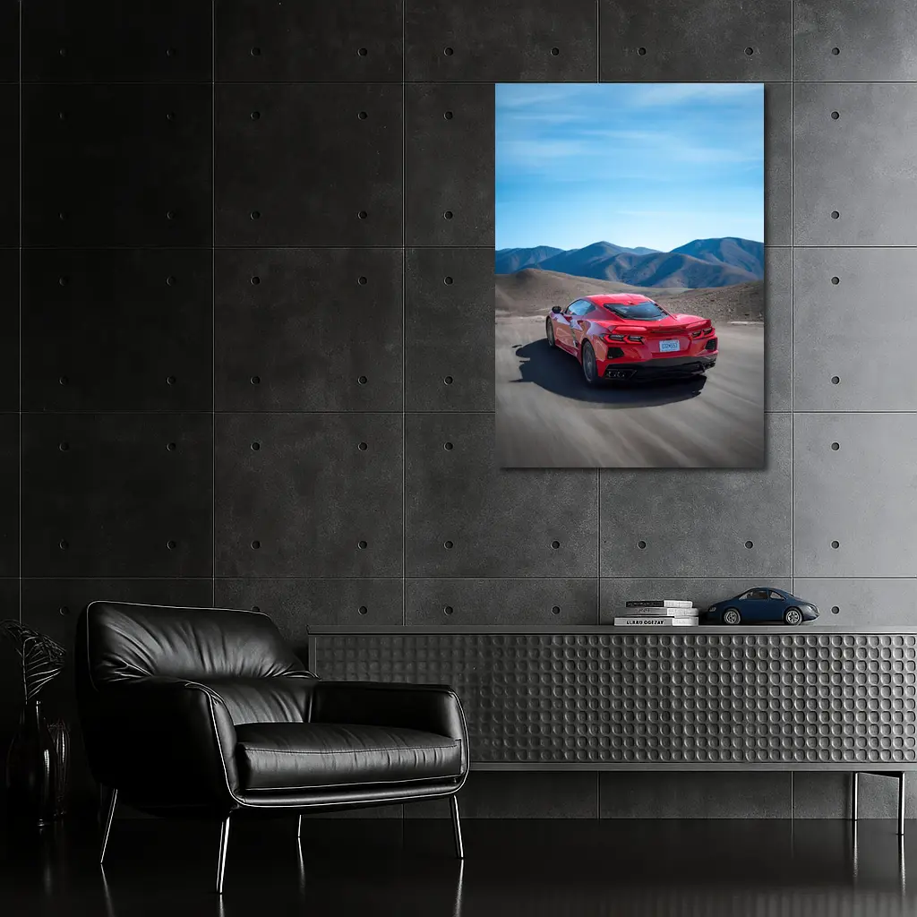Chevrolet Corvette Red Desert Mountain Road – Wall Art