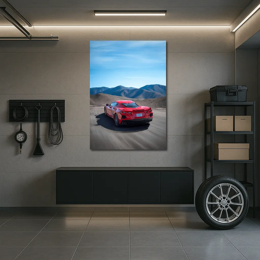 Chevrolet Corvette Red Desert Mountain Road – Wall Art