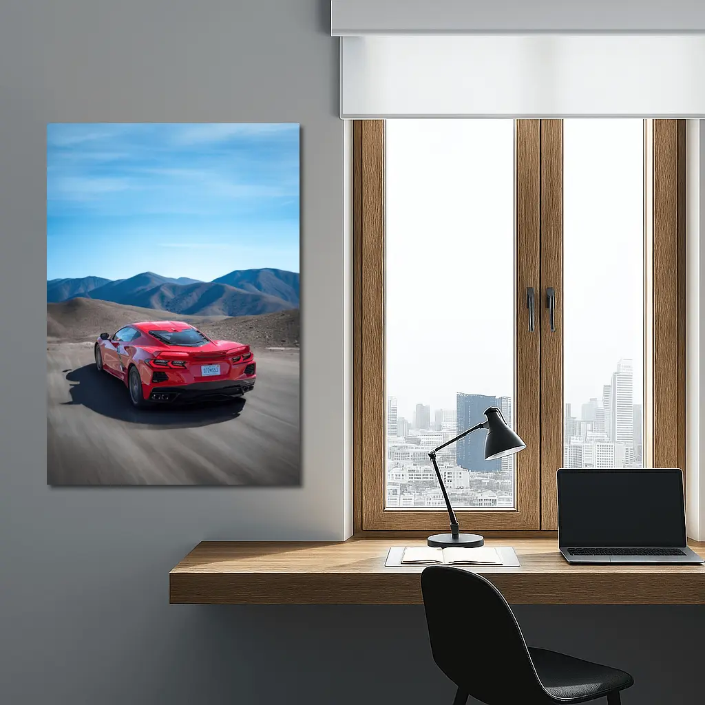 Chevrolet Corvette Red Desert Mountain Road – Wall Art