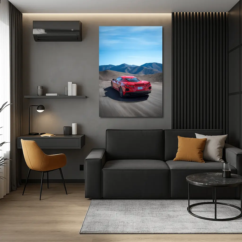 Chevrolet Corvette Red Desert Mountain Road – Wall Art