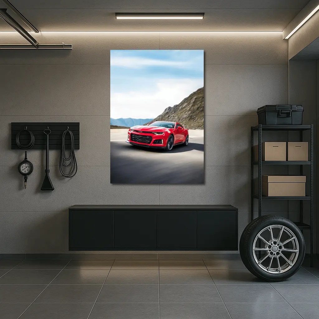 Red Chevrolet Camaro ZL1 Mountain Road – Wall Art