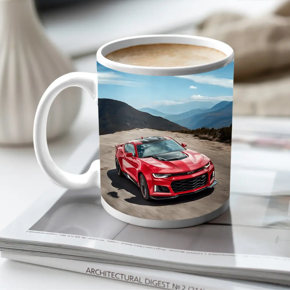 Red Chevrolet Camaro ZL1 Mountain Road – Mugs