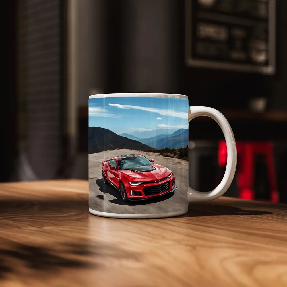 Red Chevrolet Camaro ZL1 Mountain Road – Mugs