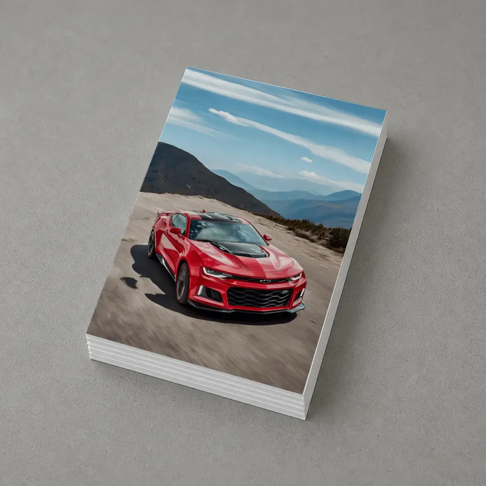 Red Chevrolet Camaro ZL1 Mountain Road – Postcards