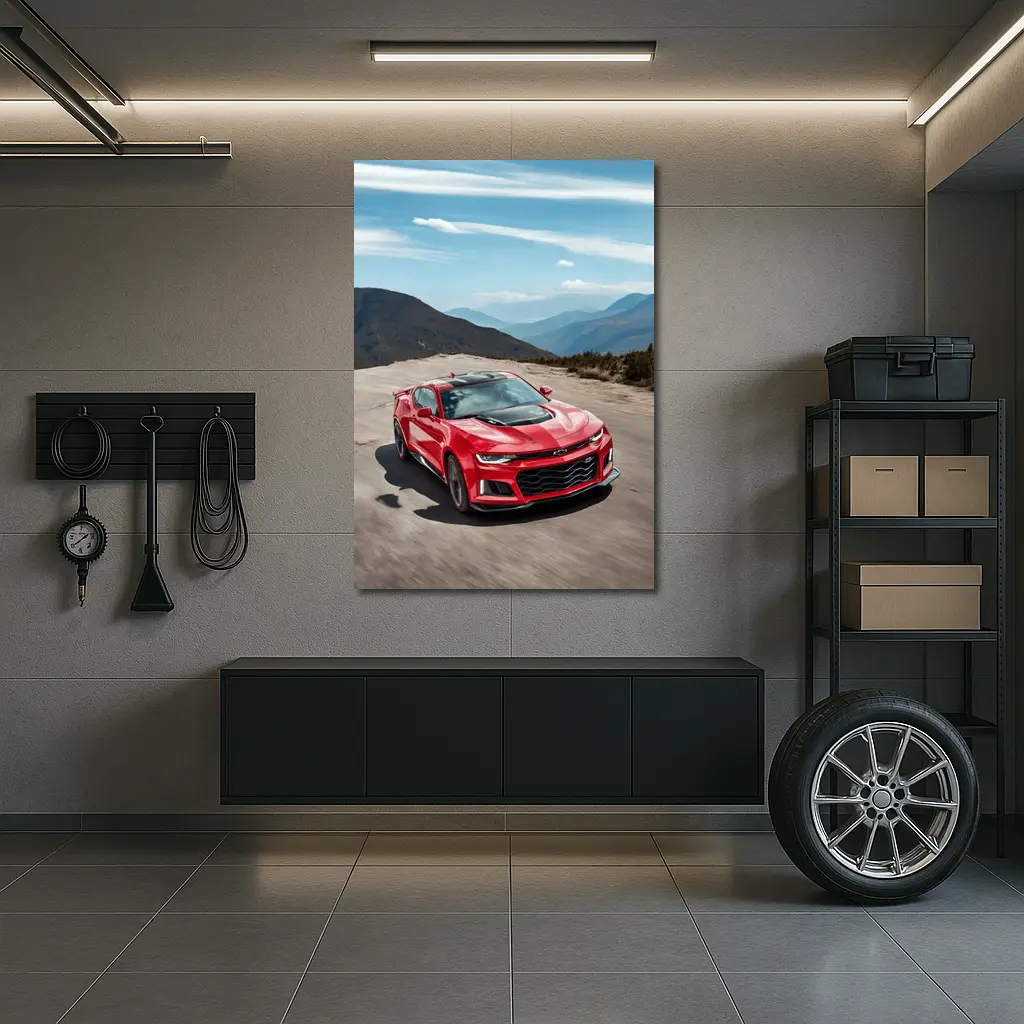 Red Chevrolet Camaro ZL1 Mountain Road – Wall Art