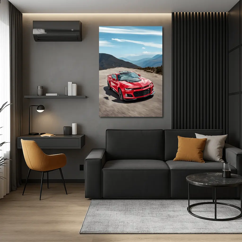 Red Chevrolet Camaro ZL1 Mountain Road – Wall Art