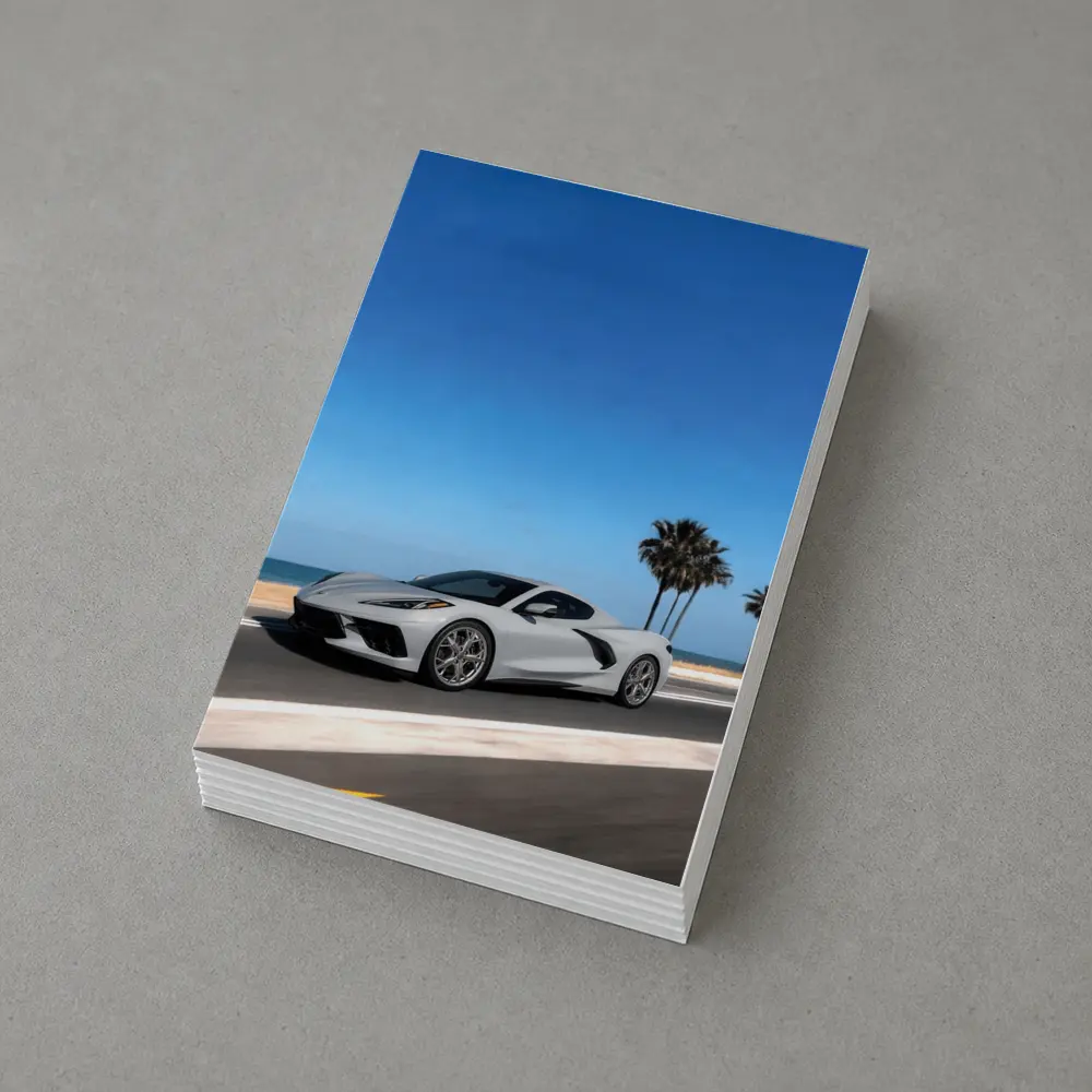 Chevrolet Corvette White Coastal Road Drive – Postcards