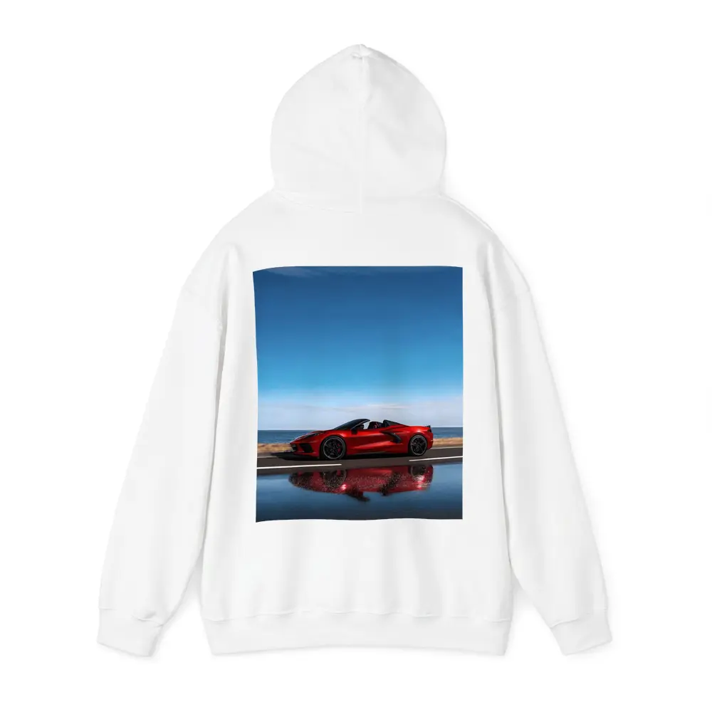 Red Chevrolet Corvette Coastal Road Side View – Hoodies