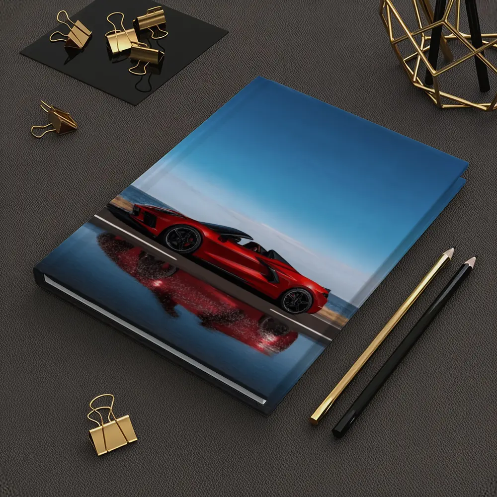 Red Chevrolet Corvette Coastal Road Side View – Notebooks