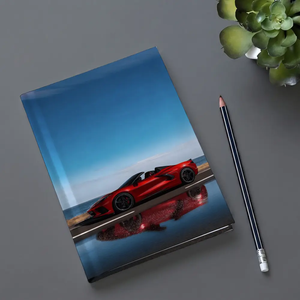 Red Chevrolet Corvette Coastal Road Side View – Notebooks