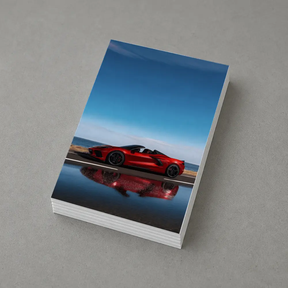 Red Chevrolet Corvette Coastal Road Side View – Postcards