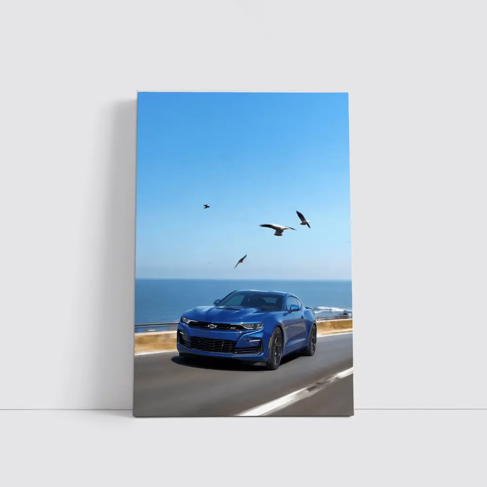 Chevrolet Camaro Blue Coastal Highway Drive – Wall Art
