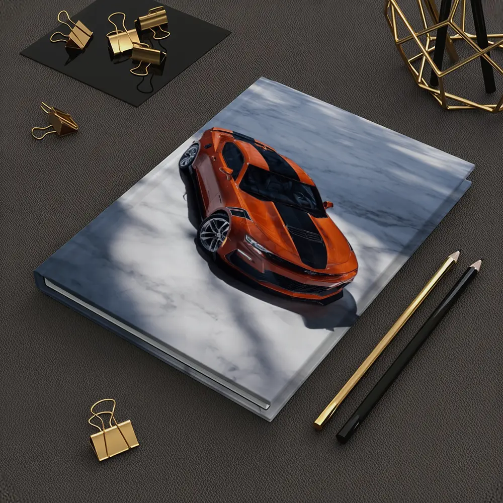 Chevrolet Camaro Orange on White Marble – Notebooks