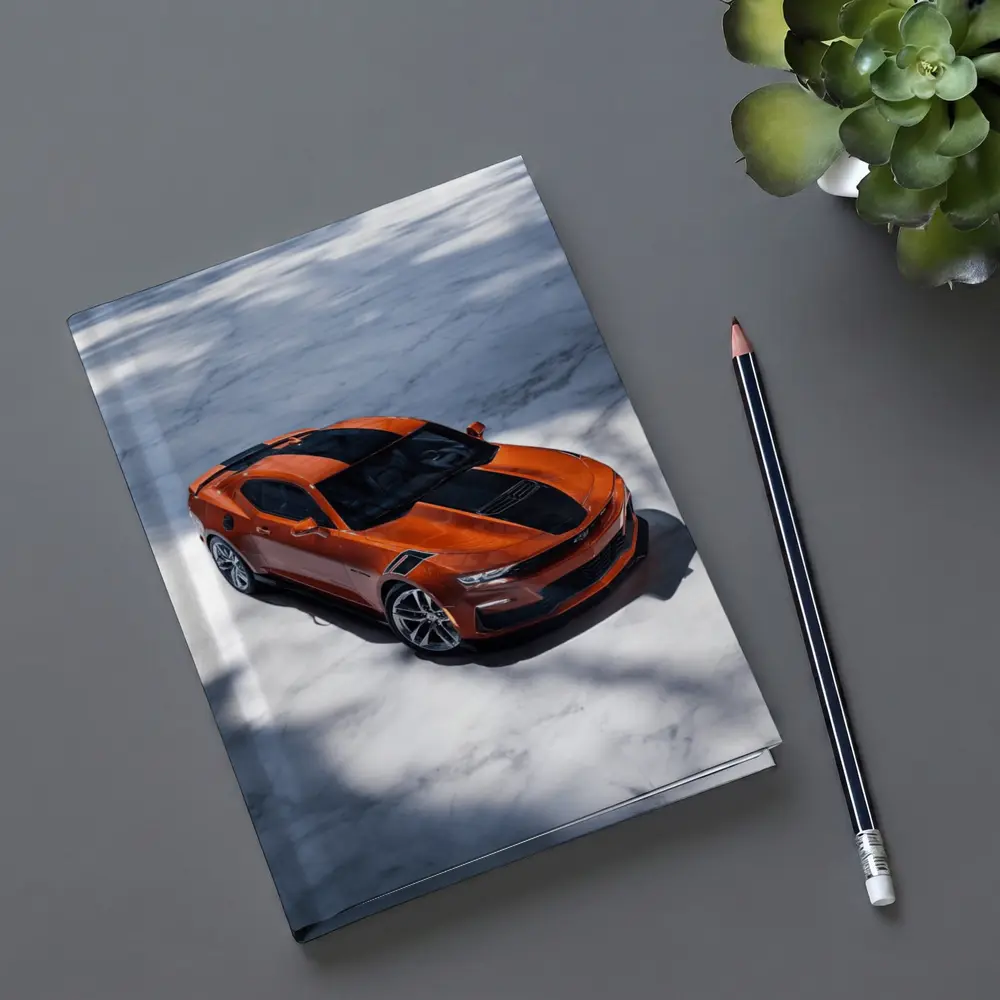 Chevrolet Camaro Orange on White Marble – Notebooks