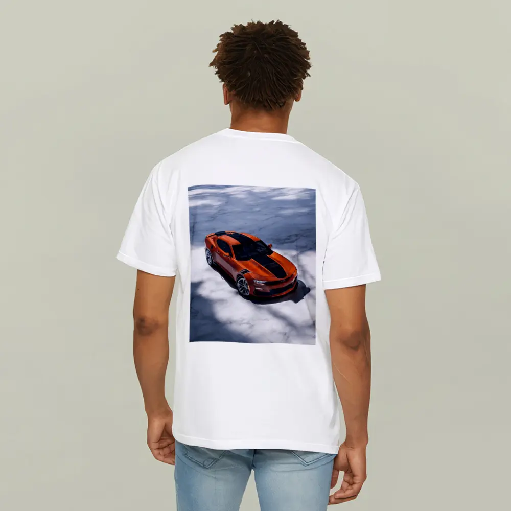 Chevrolet Camaro Orange on White Marble – T-Shirts