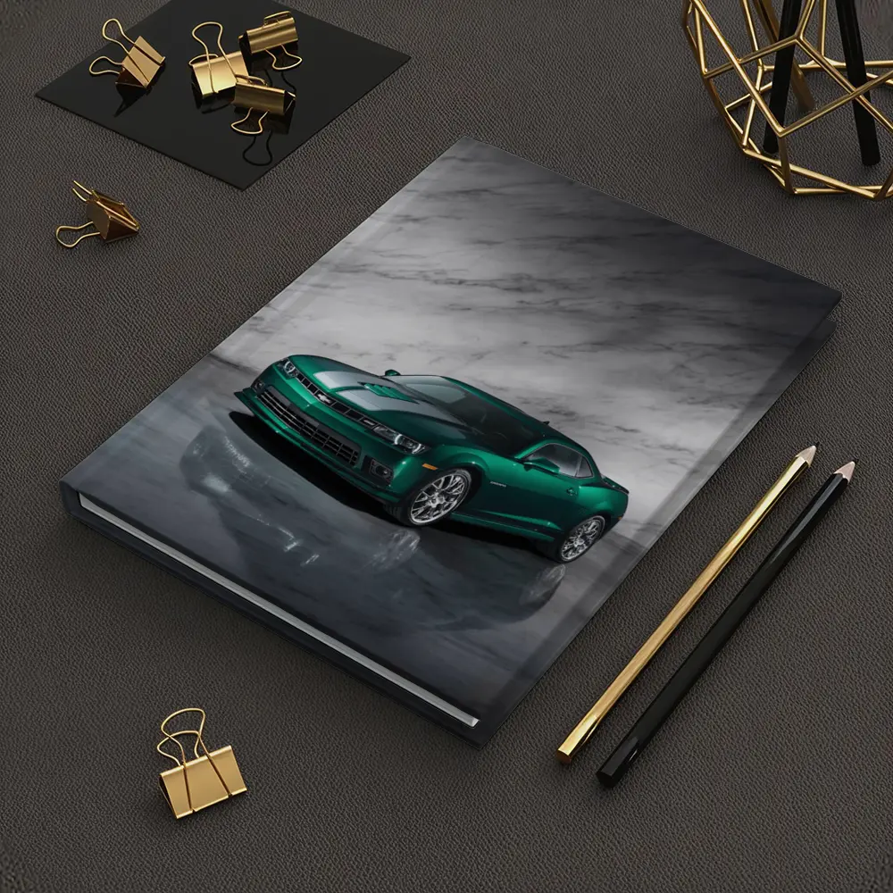 Chevrolet Camaro Green on Marble Background – Notebooks