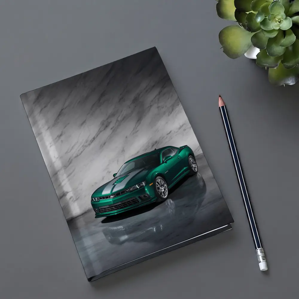 Chevrolet Camaro Green on Marble Background – Notebooks