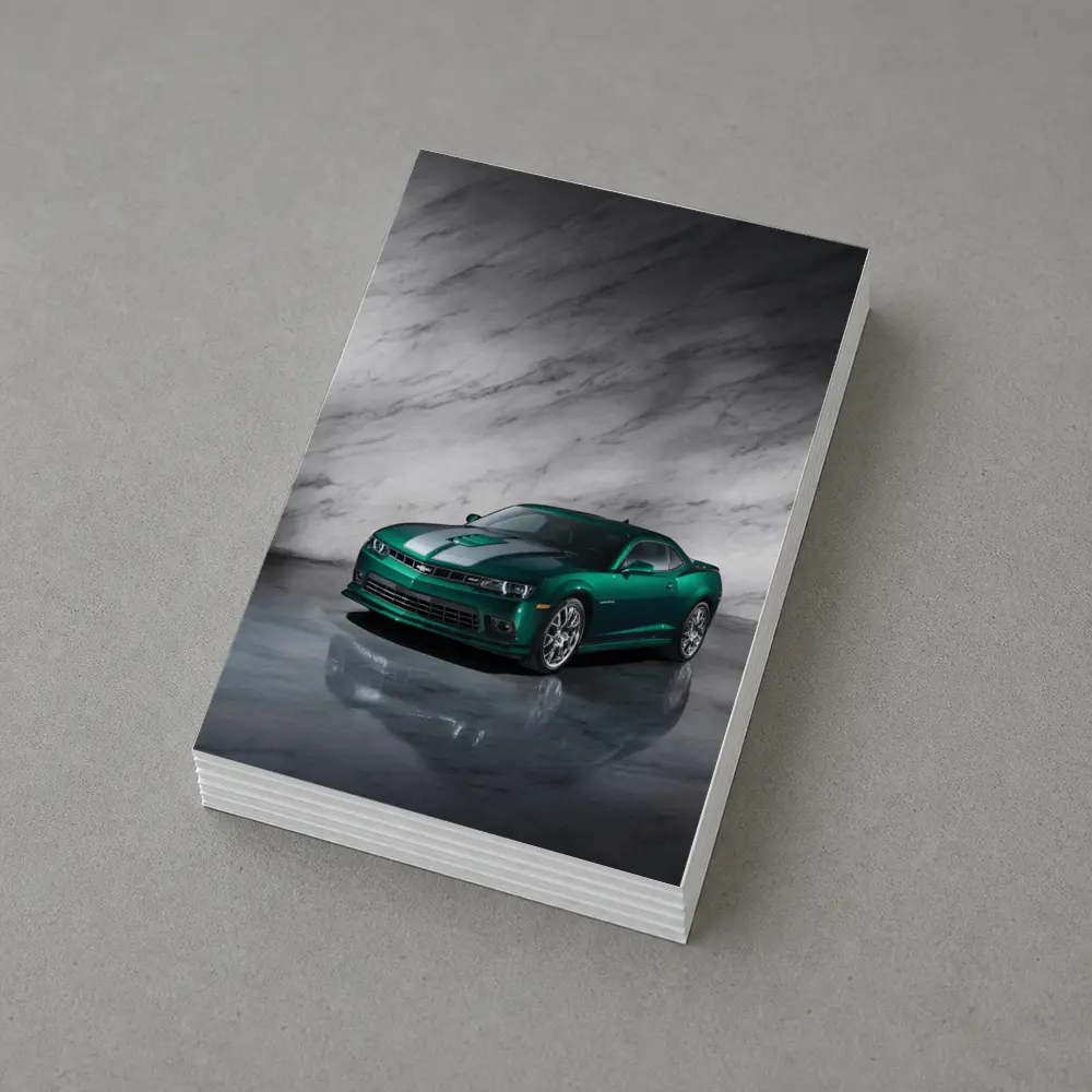 Chevrolet Camaro Green on Marble Background – Postcards