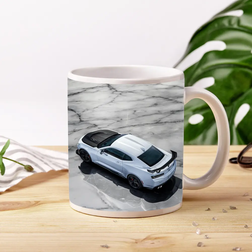 Chevrolet Camaro White on Marble Floor – Mugs