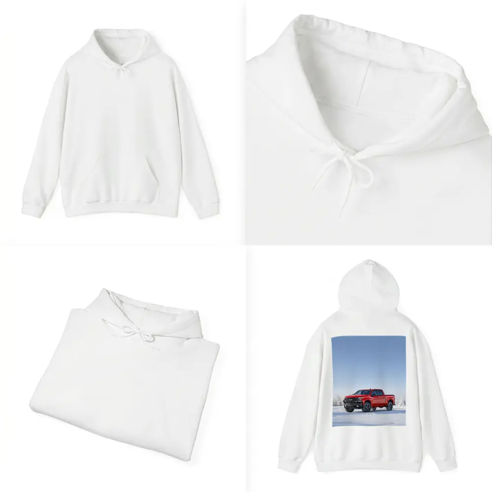 Chevrolet Silverado Red Truck Snowy Winter Landscape – Hoodies