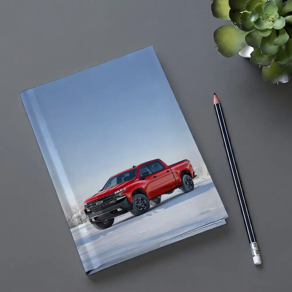 Chevrolet Silverado Red Truck Snowy Winter Landscape – Notebooks