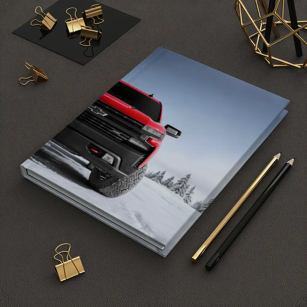Chevrolet Silverado Red Truck Snowy Winter Landscape – Notebooks