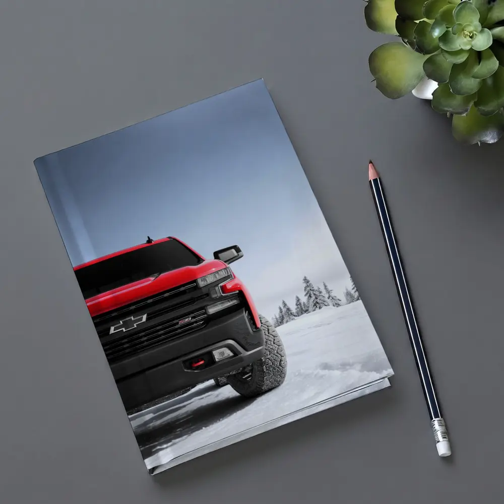 Chevrolet Silverado Red Truck Snowy Winter Landscape – Notebooks