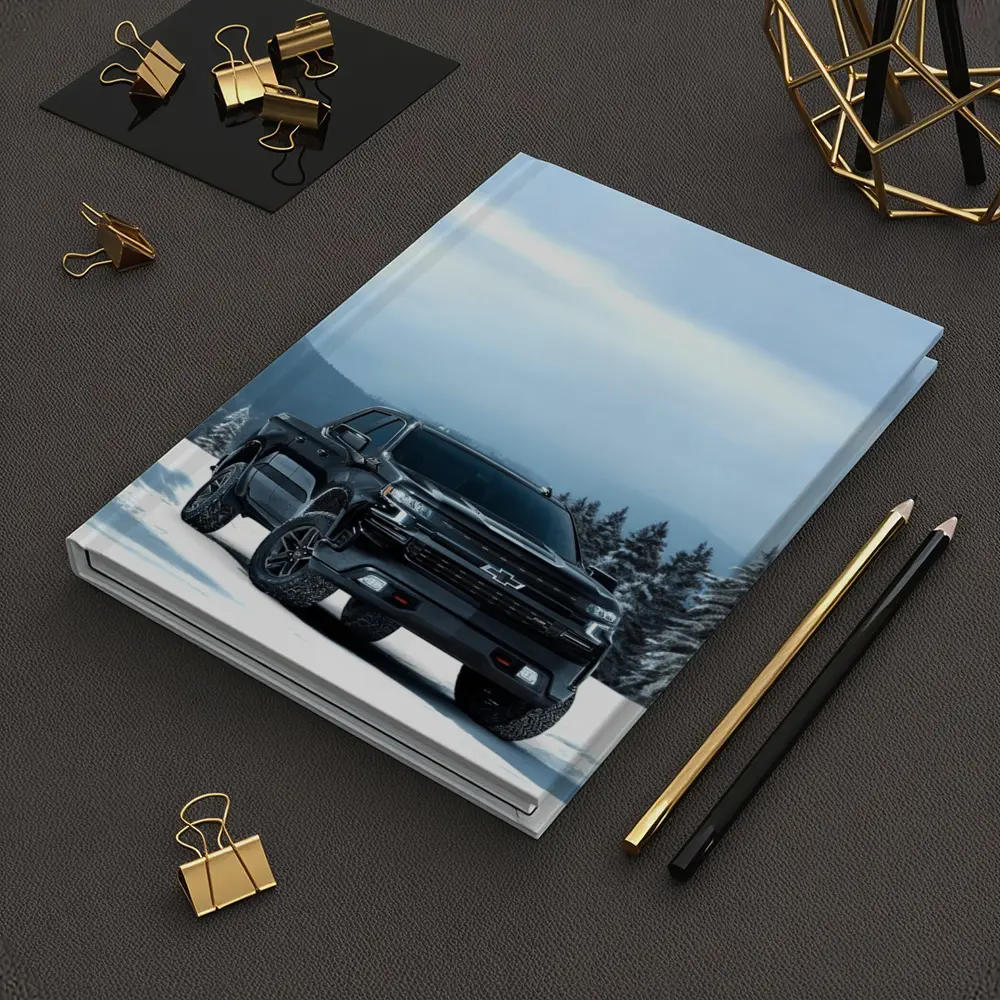 Chevrolet Silverado Black Truck Snowy Mountains – Notebooks