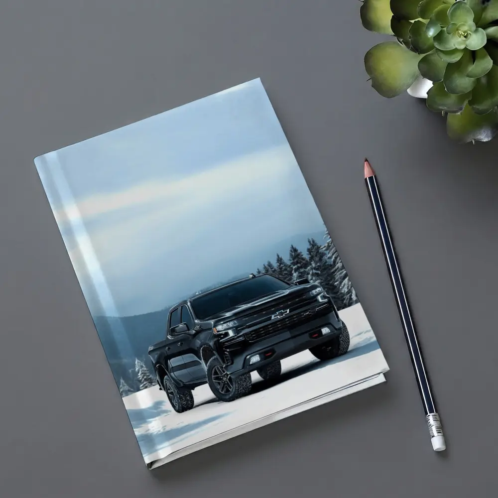 Chevrolet Silverado Black Truck Snowy Mountains – Notebooks