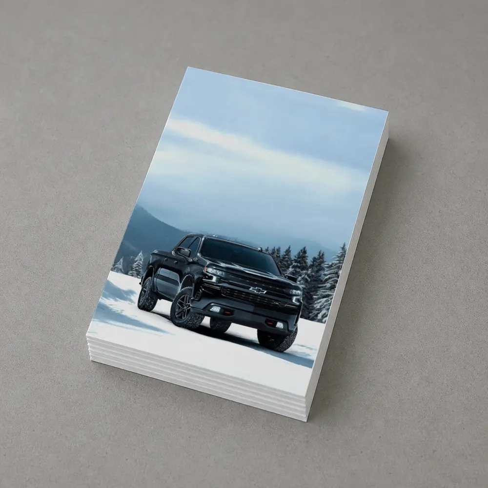 Chevrolet Silverado Black Truck Snowy Mountains – Postcards
