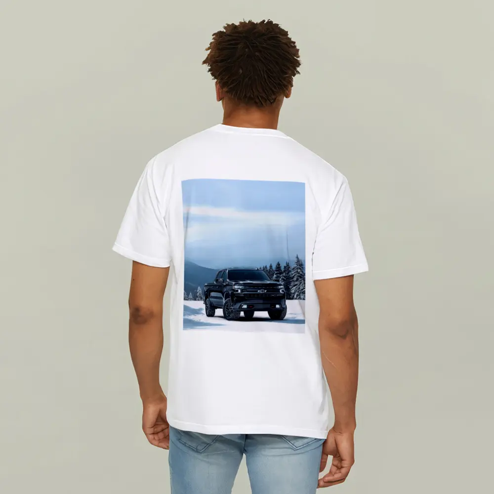 Chevrolet Silverado Black Truck Snowy Mountains – T-Shirts