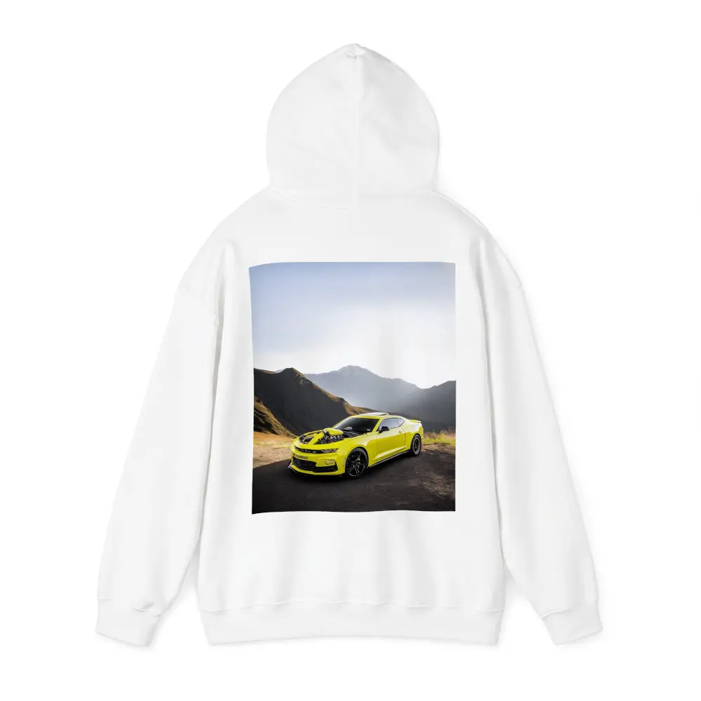 Chevrolet Camaro Yellow Muscle Car Mountain Backdrop – Hoodies