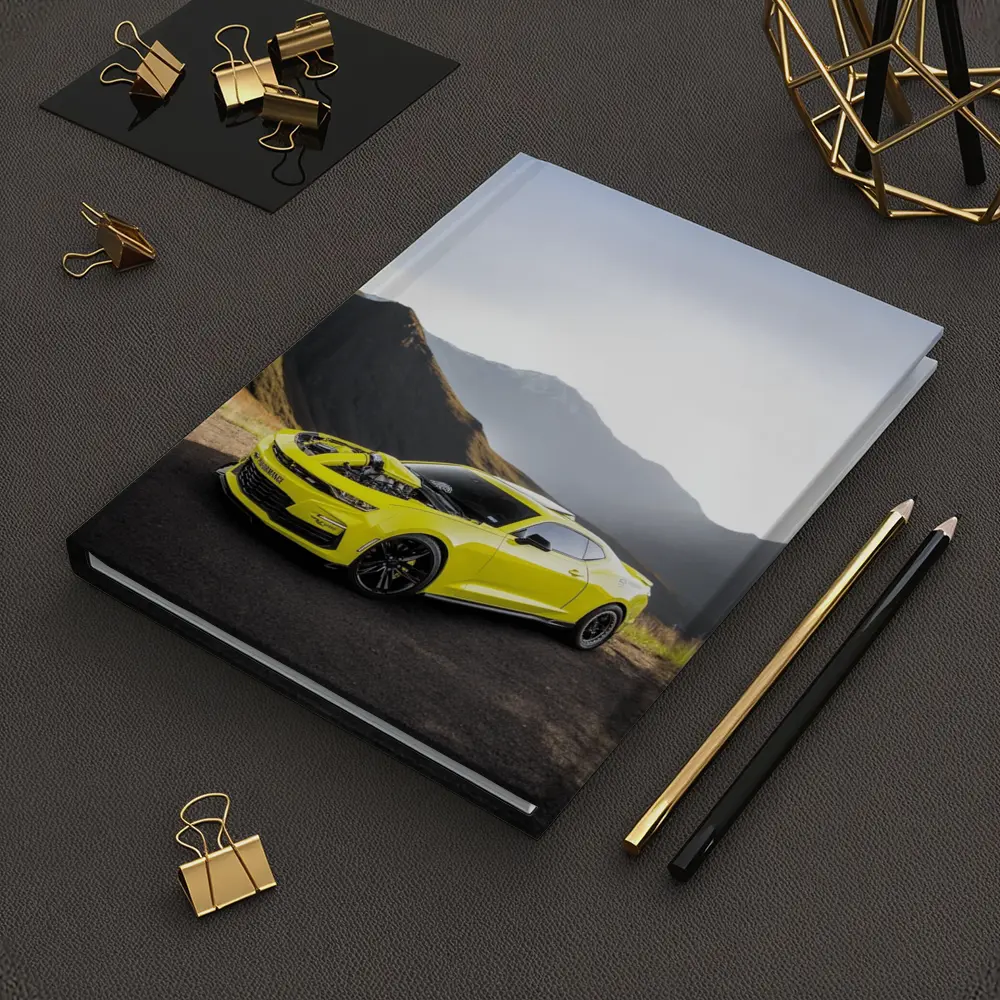 Chevrolet Camaro Yellow Muscle Car Mountain Backdrop – Notebooks