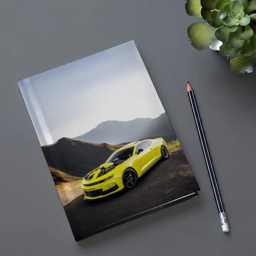 Chevrolet Camaro Yellow Muscle Car Mountain Backdrop – Notebooks