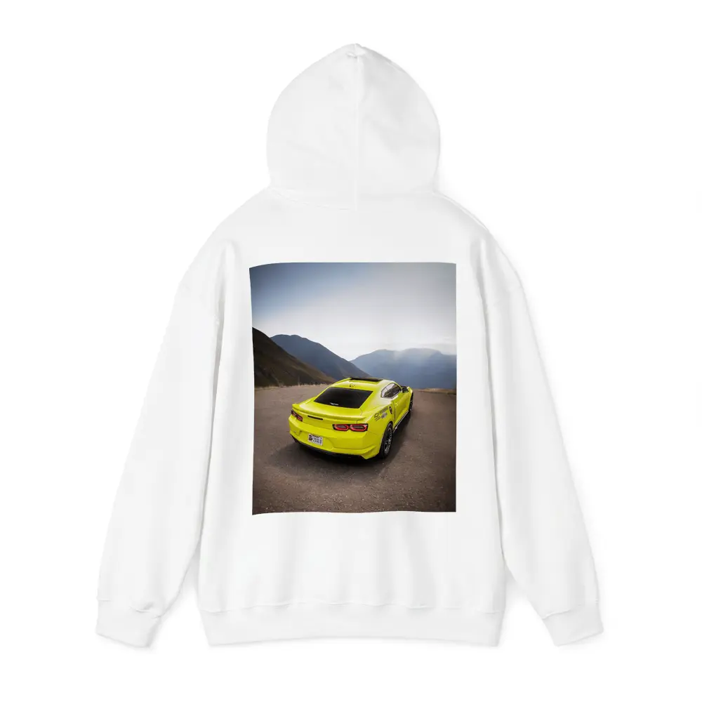 Yellow Chevrolet Camaro Mountain Road Rear View – Hoodies