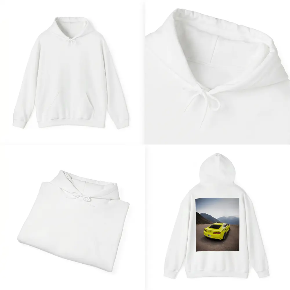 Yellow Chevrolet Camaro Mountain Road Rear View – Hoodies
