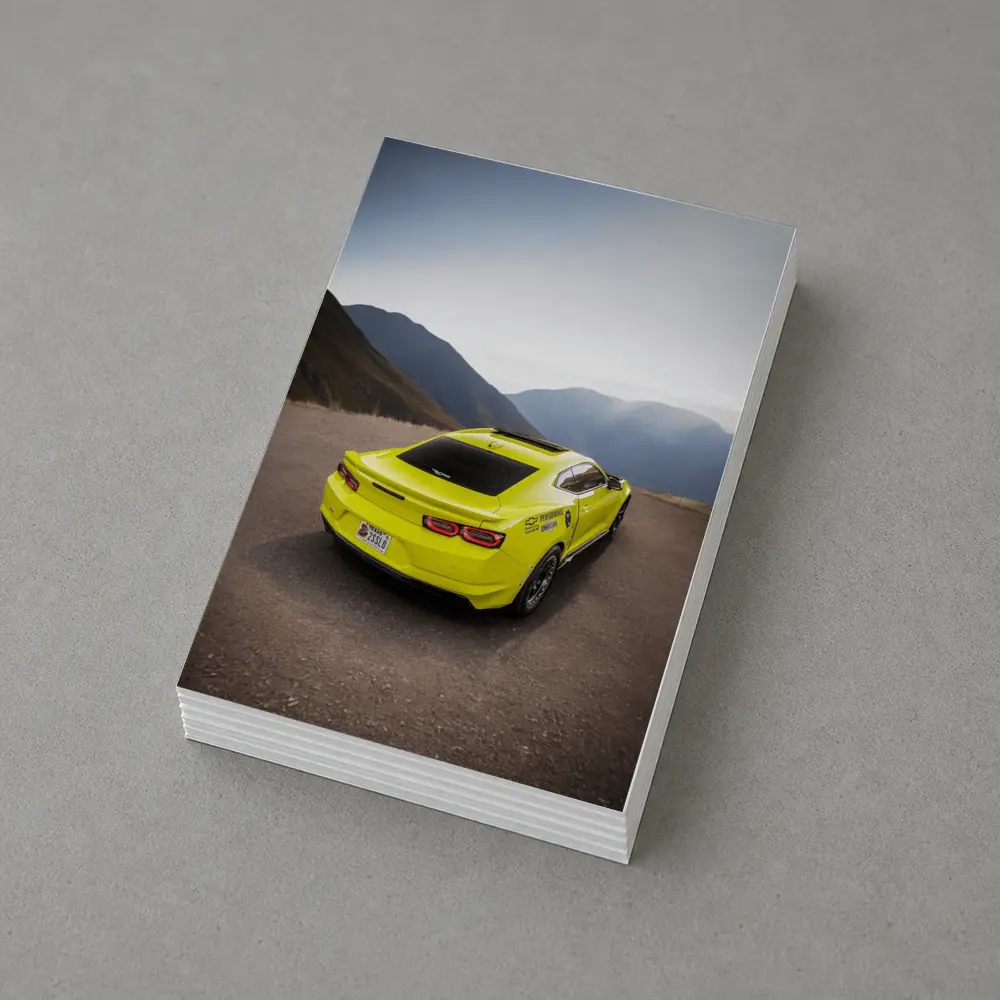 Yellow Chevrolet Camaro Mountain Road Rear View – Postcards