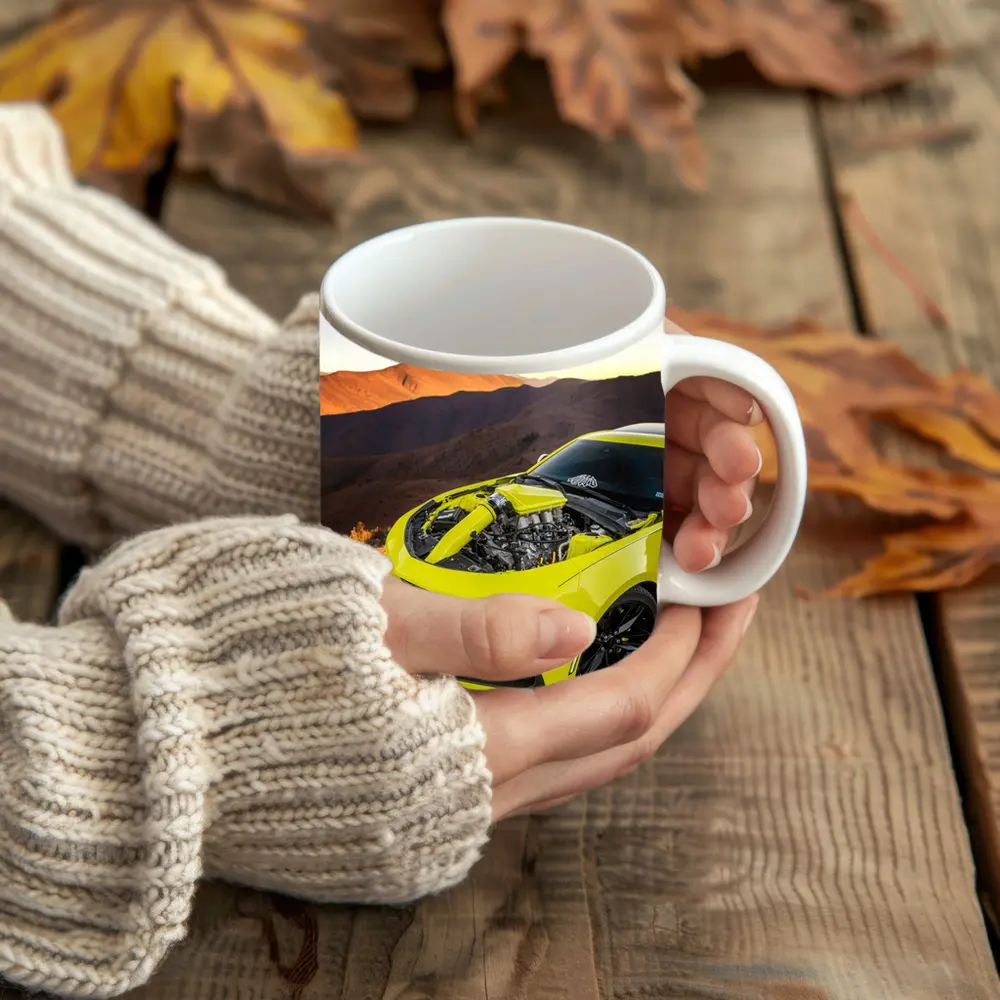 Chevrolet Camaro Yellow Engine Mountain Desert – Mugs