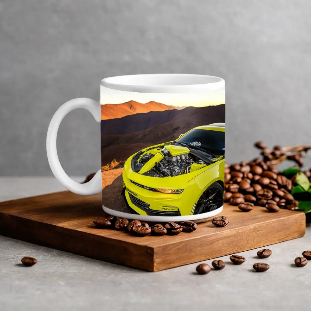 Chevrolet Camaro Yellow Engine Mountain Desert – Mugs