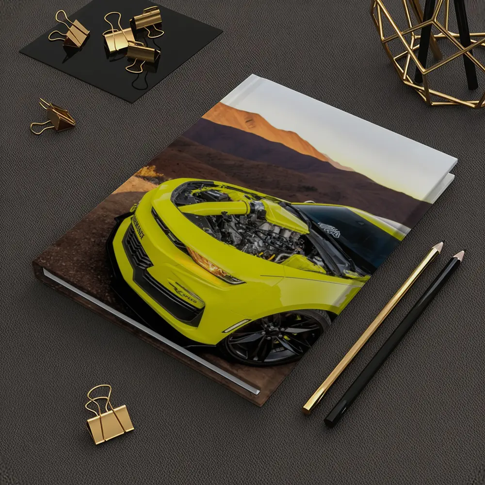 Chevrolet Camaro Yellow Engine Mountain Desert – Notebooks