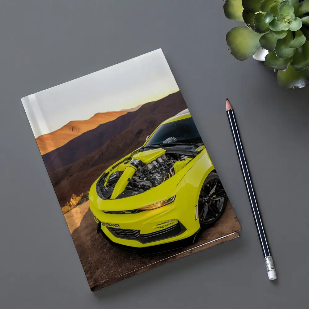 Chevrolet Camaro Yellow Engine Mountain Desert – Notebooks