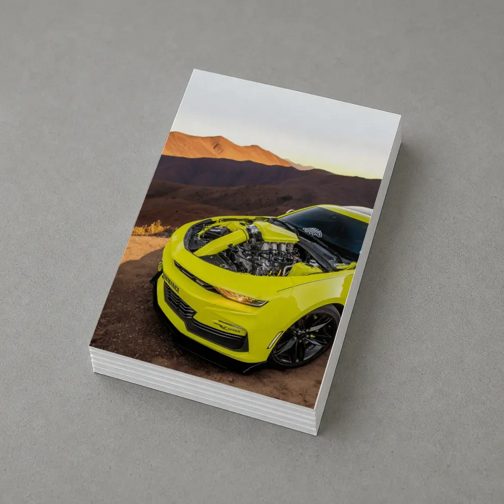 Chevrolet Camaro Yellow Engine Mountain Desert – Postcards