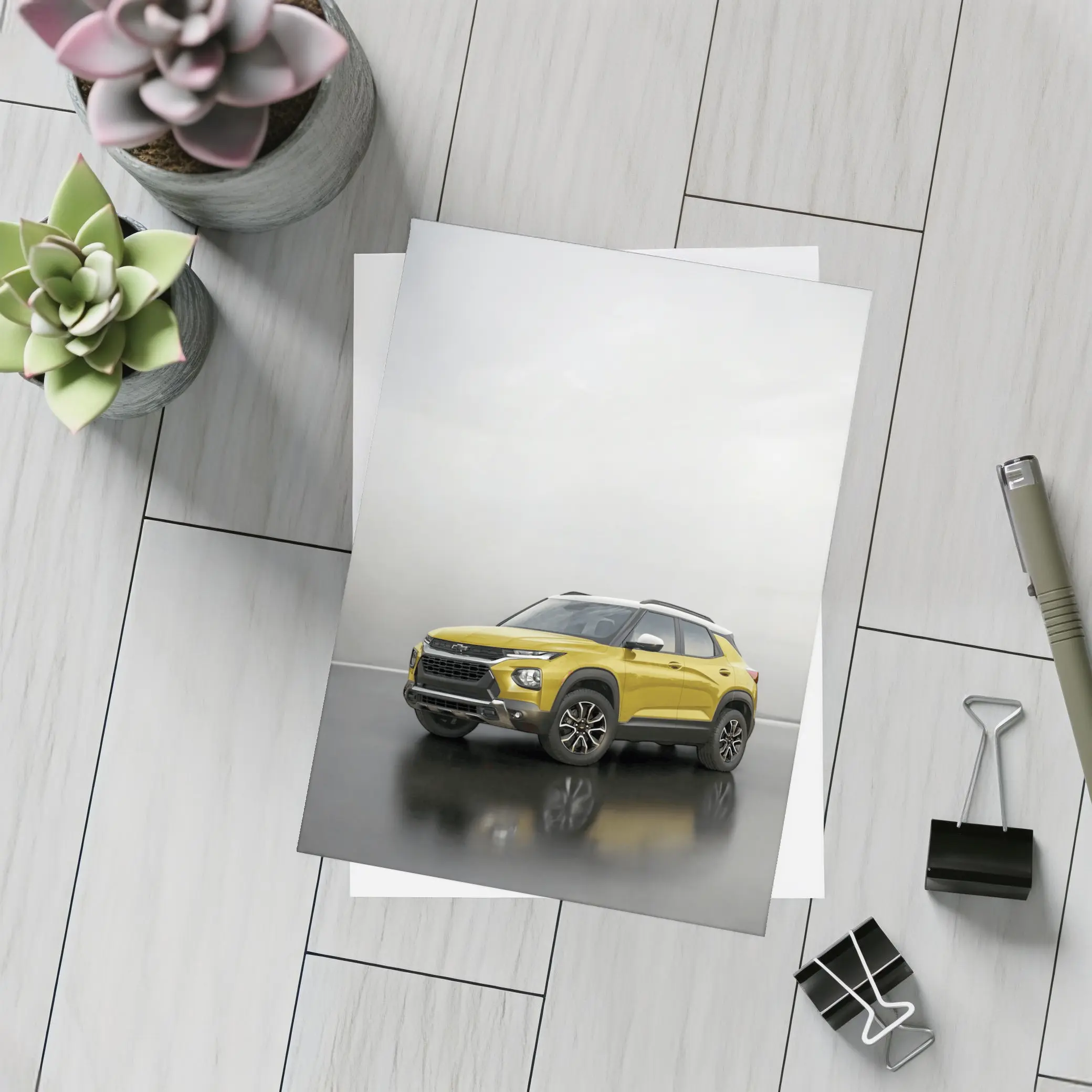 Chevrolet Trailblazer Yellow SUV Studio Shot – Postcards