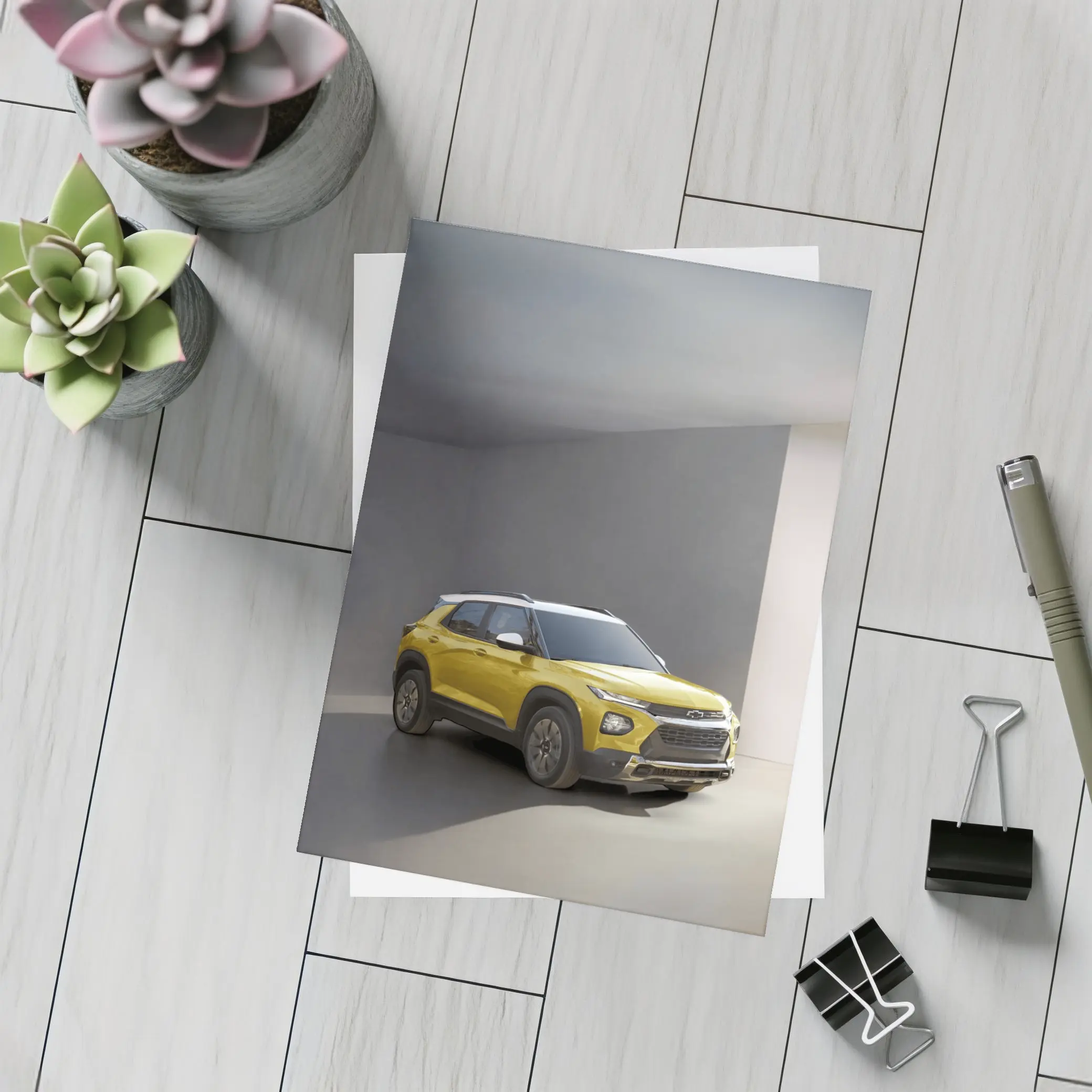 Chevrolet Trailblazer Yellow SUV Studio Shot – Postcards