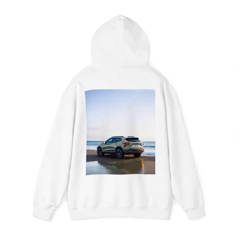 Chevrolet Trax SUV Parked on Sandy Beach – Hoodies