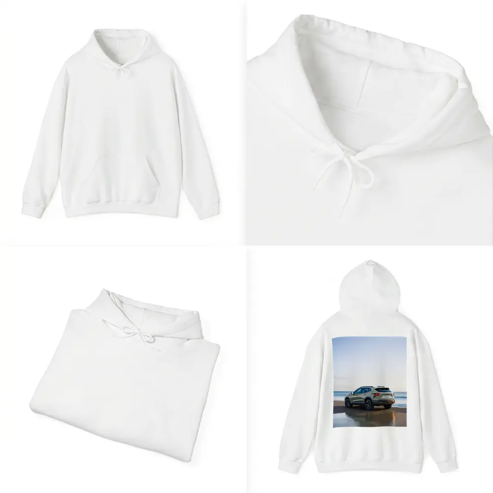 Chevrolet Trax SUV Parked on Sandy Beach – Hoodies