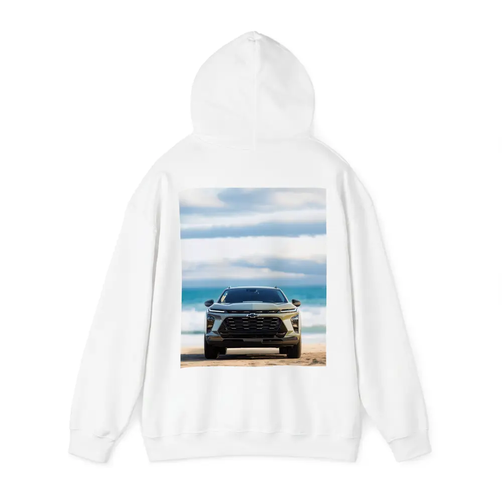 Chevrolet Trax SUV Parked on Sandy Beach – Hoodies